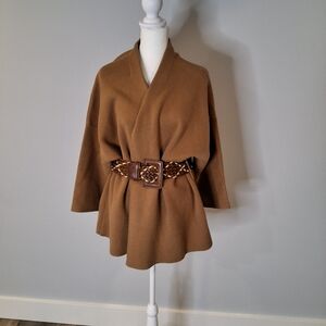 Anna Cai Tan Drop Shoulder Open Cardigan With Belt Loops Size: L normcore scandi